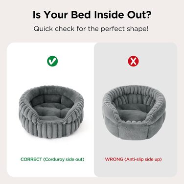 Ліжко для котів BEDSURE кругле, 51x51 см, сіре - м'яке, знімний килимок, нековзне дно, для кошенят та цуценят