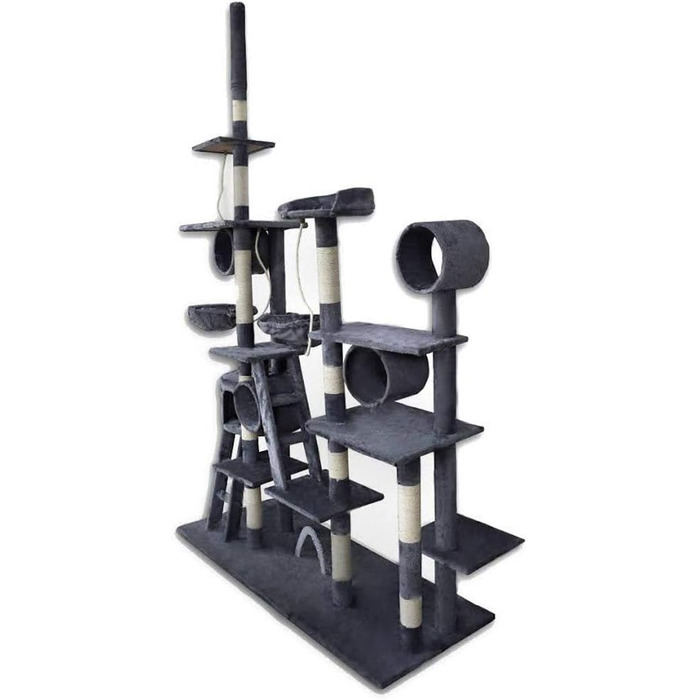 BITUXX® Декерховий котячий будиночок з кігтеточкою, ігровий комплекс для котів, регульована висота 230-250 см (темно-сірий)