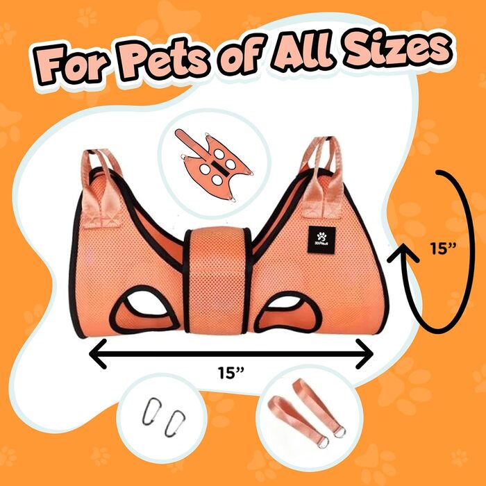 Гамак для грумінгу собак - рушник для догляду за шерстю, оранжевий, розмір L