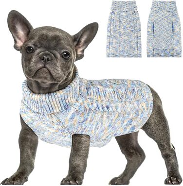 Пуловер для собак SlowTon, теплий зимовий пуловер з коміром-горловиною для дрібних та середніх собак, блакитний, XL