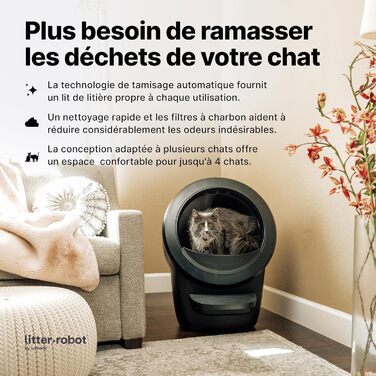 Автоматичний туалет для котів Litter-Robot 4 Whisker, чорний, з комплектом для початківців: туалет, огорожа, килимок, 2 OdorTrap, 25 пакетів для відходів