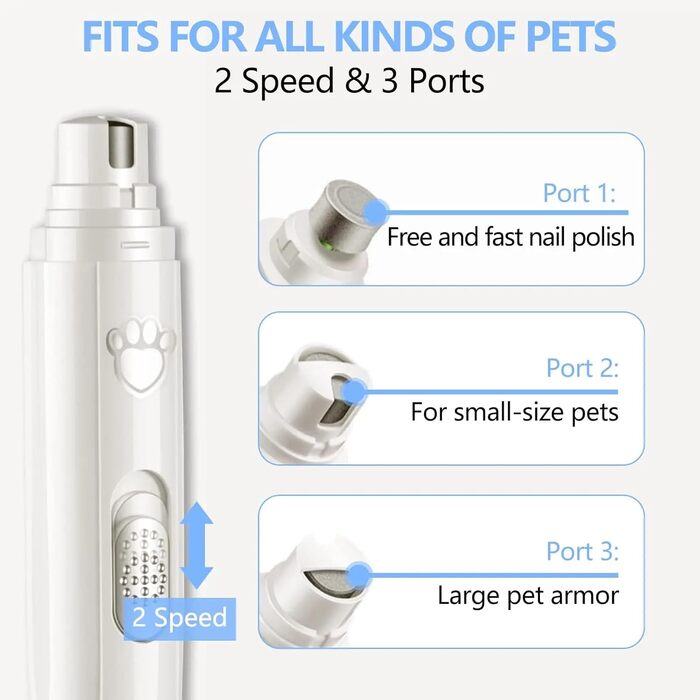 Електричний триммер для собак та котів IFaca: безболісне підрізання нігтів, 2 швидкості, для собак будь-яких порід