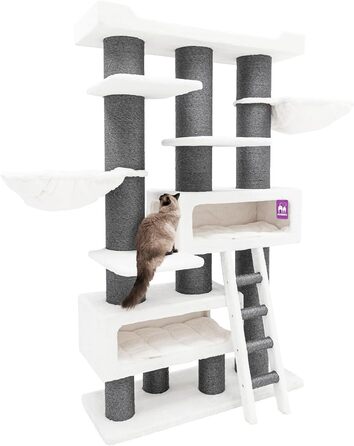 Дизайнерський кігтеточка Petrebels Maine Coon XXL Siberian 200 см для великих котів, преміум-якість, колір оф-вайт