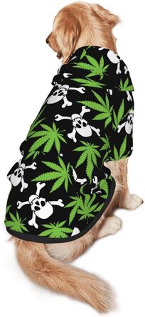 Пуловер для собак з капюшоном та зображенням черепа та листя, з кишенею та шапочкою, зимовий одяг, для середніх та великих собак, хлопчиків та дівчаток, одяг для домашніх тварин, комплекти