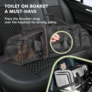 Транспортна переноска для котів на 2 котів, чорна, розширювана, до 15,9 кг. Ідеально для подорожей, кемпінгу та піших прогулянок