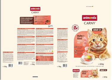 Сухий корм для дорослих котів Animonda Carny Adult з куркою та яловичиною, 10 кг