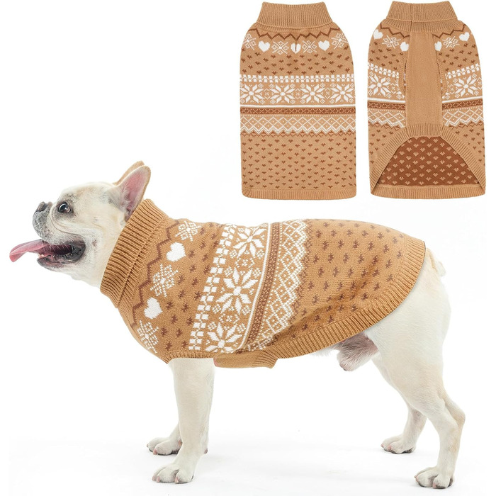 Светр для собак SCENEREAL: теплий, м'який, з ролкрагом, для великих, середніх та маленьких собак, XS1 (Обхват грудей 15'-16'), хакі, розмір S/M