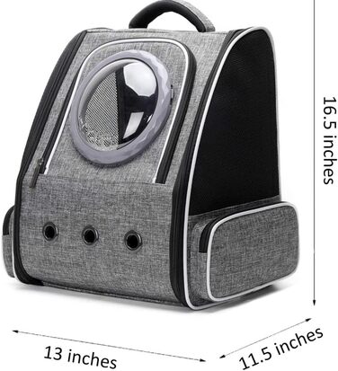 Рюкзак для тварин: переноска для кота/собаки до 10 кг, сірий, дихаючий, для подорожей, схвалений авіакомпаніями