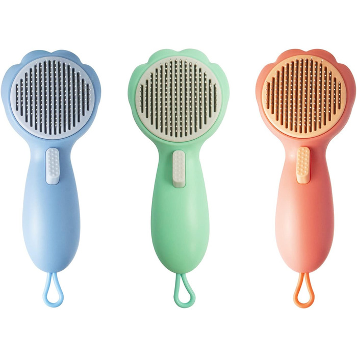 Щітка для собак для видалення шерсті, масажна щітка для котів, видаляє випадаючу шерсть та сплутаності, м'які щетинки, самоочисна, для собак з масажем, блакитна