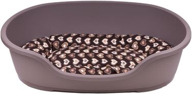 Корзина для собак Adena, 81 x 54 см, бежева + подушка з сердечками, коричнева (L 110 x B 74 x H 30 см)