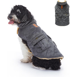 Зимовий теплий пуховик для собак з протекторними отворами, вітронепроникна куртка для холодної погоди, бавовна, костюм для цуценят, маленьких та середніх собак, розмір XL (Стиль 1: Темно-сірий) XL: Обхват грудей: 50 см / 19.6 дюймів Стиль 1: Темно-сірий