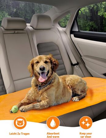 Рушник для собак JOOV E Dog Trockenmante: суперпоглинаючий, м'який, регульований для купання, плавання, прогулянок (Зелений жаб, Помаранчевий лев)