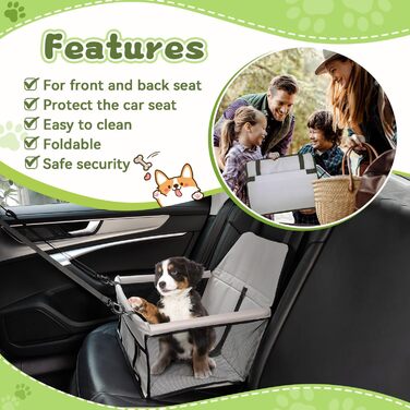 Автомобільний лежак для собак, міцний, з оксфордської тканини, дихаючий, з можливістю прання, складаний, сірий, 40x32x24 см