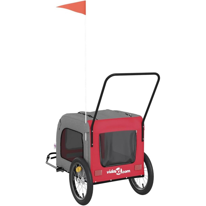 Причіп для велосипеда для собак, червоний та сірий, Oxford-тканина та метал, LH25839