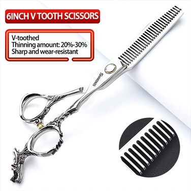 Професійні ножиці для перукарів Silber 440C з високою твердістю, 6 дюймів (4-частинний набір)