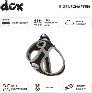 Шлейка для собак DDOXX Airmesh з відбиваючими елементами - регульована, для цуценят та собак всіх розмірів, зелена (обхват грудей 48-55 см)