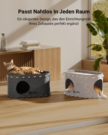 Кігтеточка-будиночок для котів DownyPaws з фетру, 2-ярусна, 50 x 33 x 50 см, сірий (1 шт.)