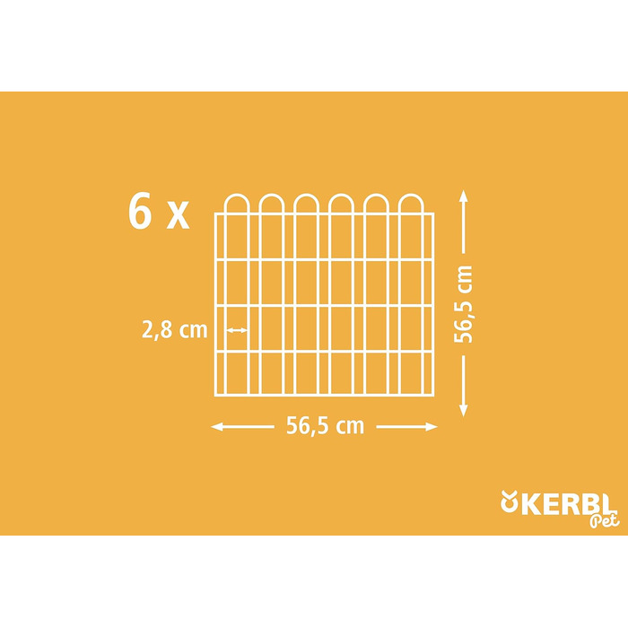 Вольєр для домашніх тварин Kerbl, оцинкований, 6 секцій 56,5x56,5 см, з дверима