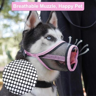 Намордник для собак LUCKYPAW, сітка, великі та середні породи, м'яка насадка, запобігає укусам, пиття, дихання, регульований, для цуценят (XXL, 26,4 см)
