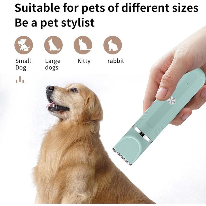 Триммер для собак, набір для грумінгу 4-в-1 | Акумуляторний, регульована ножиці для цуценят, зелений