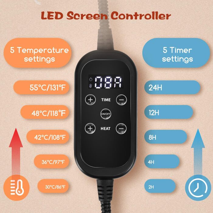 Кішечкове ліжко Nobleza з регульованою температурою, тепла підстилка у вигляді пончика з захисним кабелем, що не гризеться, 50 см, сіре