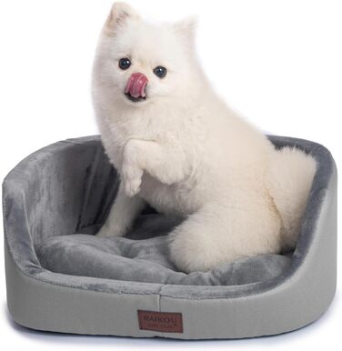 Кругле лежанка для собак середнього розміру Raikou, м'яка та зручна, з антиковзким покриттям. Підходить для собак та котів, сірого кольору (45 x 34 x 17 см)