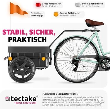 Тектейк® 2-в-1: Причіп для велосипеда, вантажний причіп та візок, аксесуари для велосипеда, гірського велосипеда та електровелосипеда, транспортний візок з кріпленням для велосипеда, з покриттям та повітряними колесами