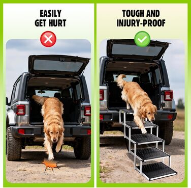 Сходинки для собак великих порід, 5-ступеневі складані, срібного кольору. Підходять для SUV, підтримують до 90 кг.