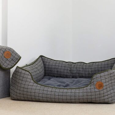 Квадратне собаче ліжко Petface Moosgrünes з двостороннім подушкою, машинне прання, розмір M (1 шт.)