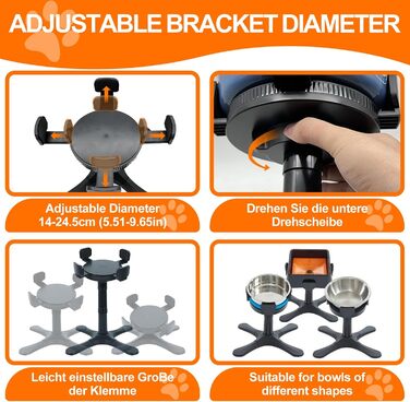 Підставка для годівлі собак, регульована висота, миска для води та корму, 3 рівні, стабільна та неслизька, для малих, середніх та великих собак (Блакитна)