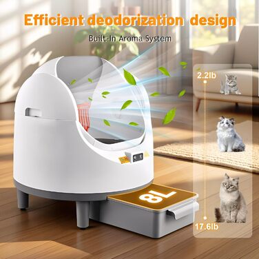 Автоматичний лоток для котів Katzenklo Selbstreinigend XXL 65L з керуванням через додаток, для 2+ котів, без запаху, з ситом