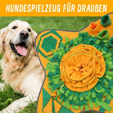 Килимок-нюхалка для собак HDOELGP, 70x70 см, оранжевий. Інтерактивна іграшка для собак, розвиває інстинкт пошуку їжі, легко миється. Підходить для малих та великих собак.
