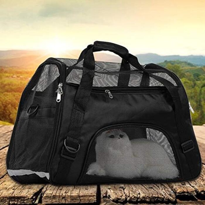 Транспортна сумка для собак та котів, складна переноска, чорна (L)