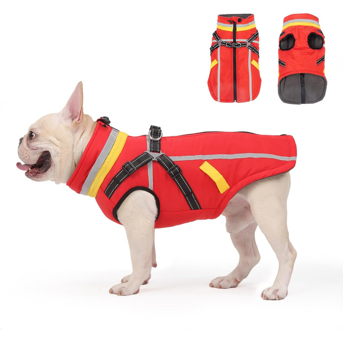 Теплий зимовий одяг для собак FeimaX: флісова куртка з блискавкою, для малих та середніх собак (червоний, 3XL)