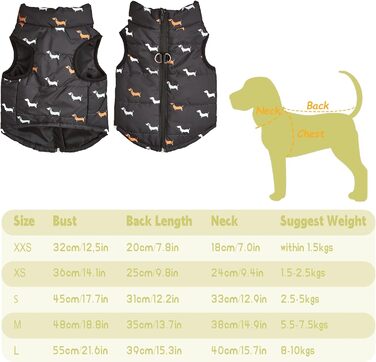 Тепла куртка для собак на зиму від Asmea: чорна, для чихуахуа, такси, S, M. Водонепроникна, з отвором для повідка.