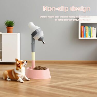 Автоматичний диспенсер для води для котів та собак iFCOW, регульована висота, знімний стрижень, автоматичне годування (Gerry + Pink)