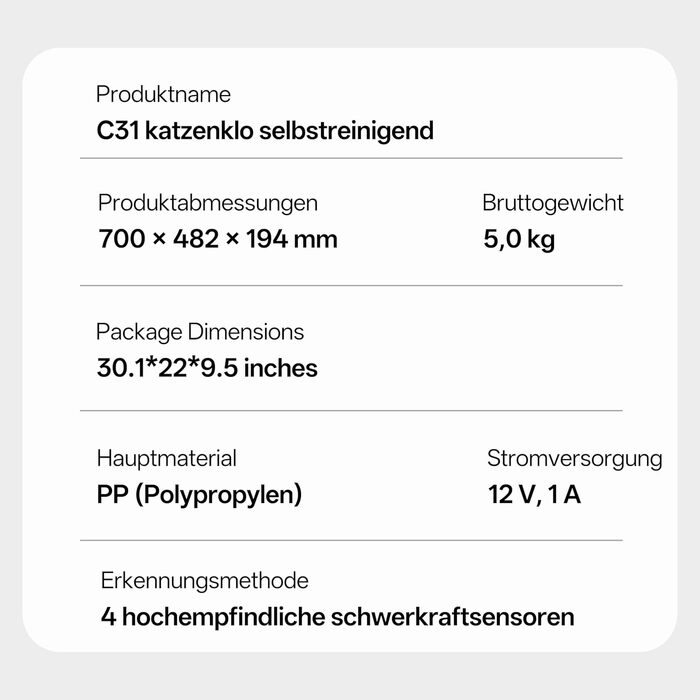 Автоматичний котячий туалет UBPET C31 з самоочищенням, білий - з APP-керуванням, дезодоратором та подвійним гребенем для великого об'єму, для кількох котів