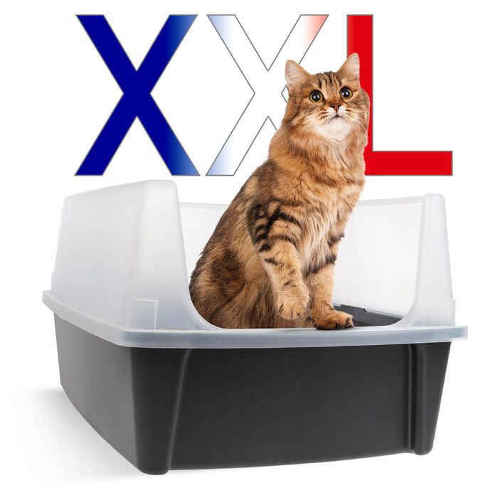 Лоток для котів Iris Ohyama XXL сірий з високими бортиками для великих порід (Maine Coon) та двох котів, знімні борти, захист від розсипання, BPA-free