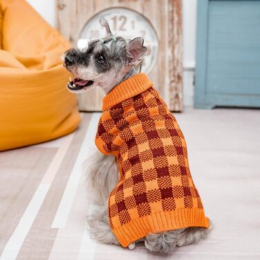 Пуловер для собак PUPTECK, теплий трикотажний одяг для собак, котів, осінь/зима, помаранчевий, розмір S