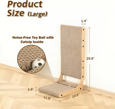 Кігтеточки для котів Zakkart (2 шт.), 65.6 см, картон, L-подібної форми, вертикальні, для дому, великі