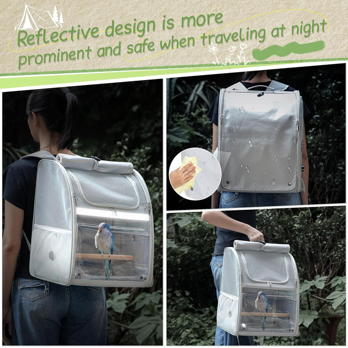 Рюкзак-переноска для птахів Sanmoncare: водонепроникний, для канарек та папуг, з підставкою