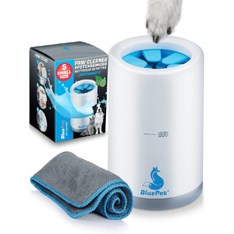 BluePet Очищувач для лап собак - видаляє бруд та сміття з лап | З мікрофібровою ганчіркою | PfotenBlitz Розмір S (до 10 кг)