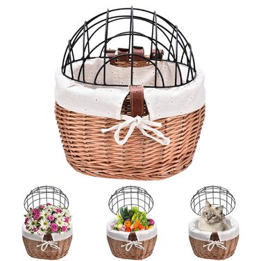 Плетенний кошик для тварин на велосипед | з металевим каркасом | для собак та котів | 30x25x30 см