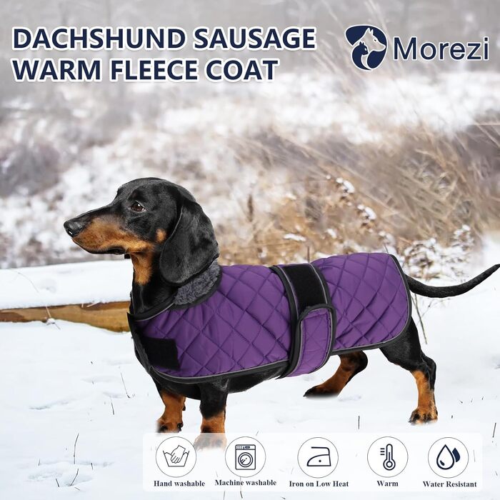 MOREZI Зимовий теплий одяг для собак - водонепроникний пуловер для такс з вовняною підкладкою та регульованими ременями, теплий зимовий одяг для маленьких собак на вулицю, колір зелений, розмір S (довжина спини: 36-38 см), зелений (S(довжина спини:36-38см