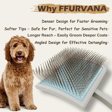 Професійна щітка для грумінгу домашніх тварин Robuste | Для довгошерстих та кучерявих собак та котів (кремово-білий)