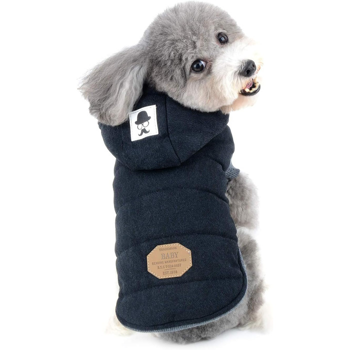 Зимова куртка для собак Selmai, тепла накидка для маленьких собак, чорна, XL