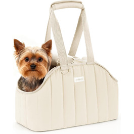 Транспортна сумка для собак Pecute, 4 кг, кремового кольору. Легка, складна переноска для собак та котів, ідеальна для подорожей