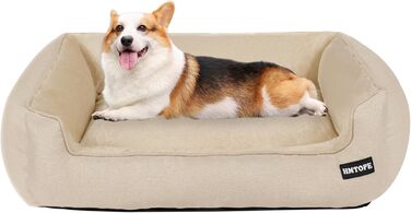 Ліжко для собак, м'яке, знімний чохол, бежеве, 90 x 75 x 25 см