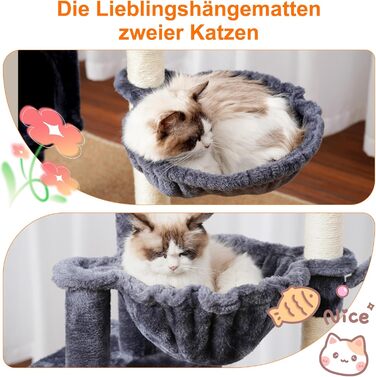 Котячий будиночок Heybly HCT006SW: високий кігтетопор 100 см з платформою, гамаком та іграшками