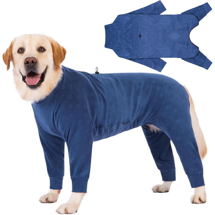 Теплий зимовий костюм для собак: флісовий пуловер з ніжками, халат, куртка для великих та середніх собак, 7XL, колір морський